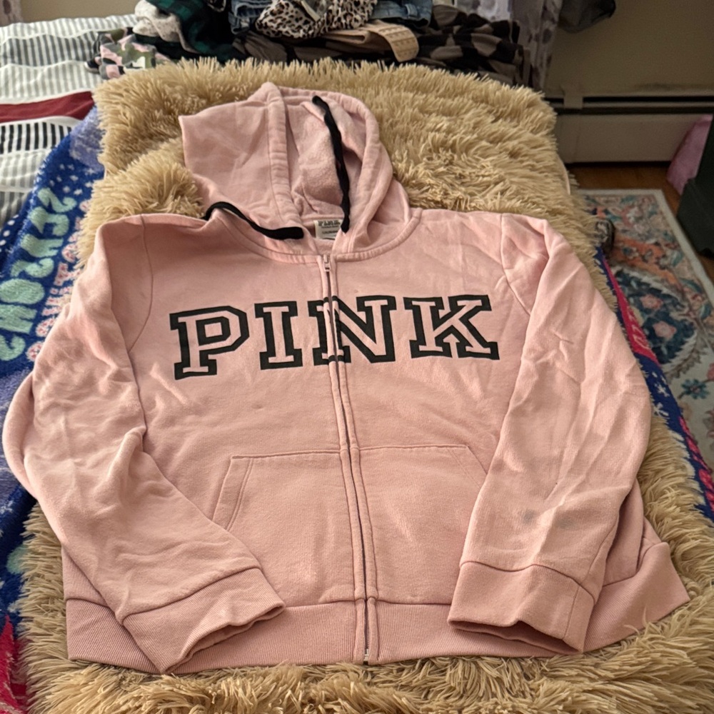 Victoria's Secret Light Pink Hoodie with Black Drawstrings